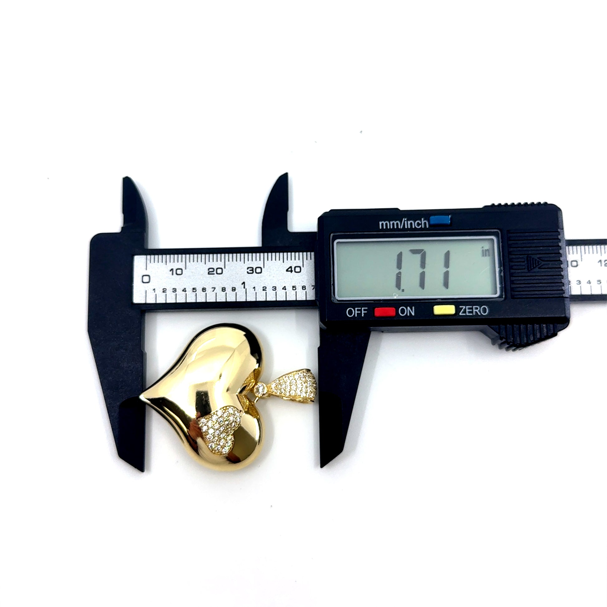 14K Gold Heart Puff M Pendant