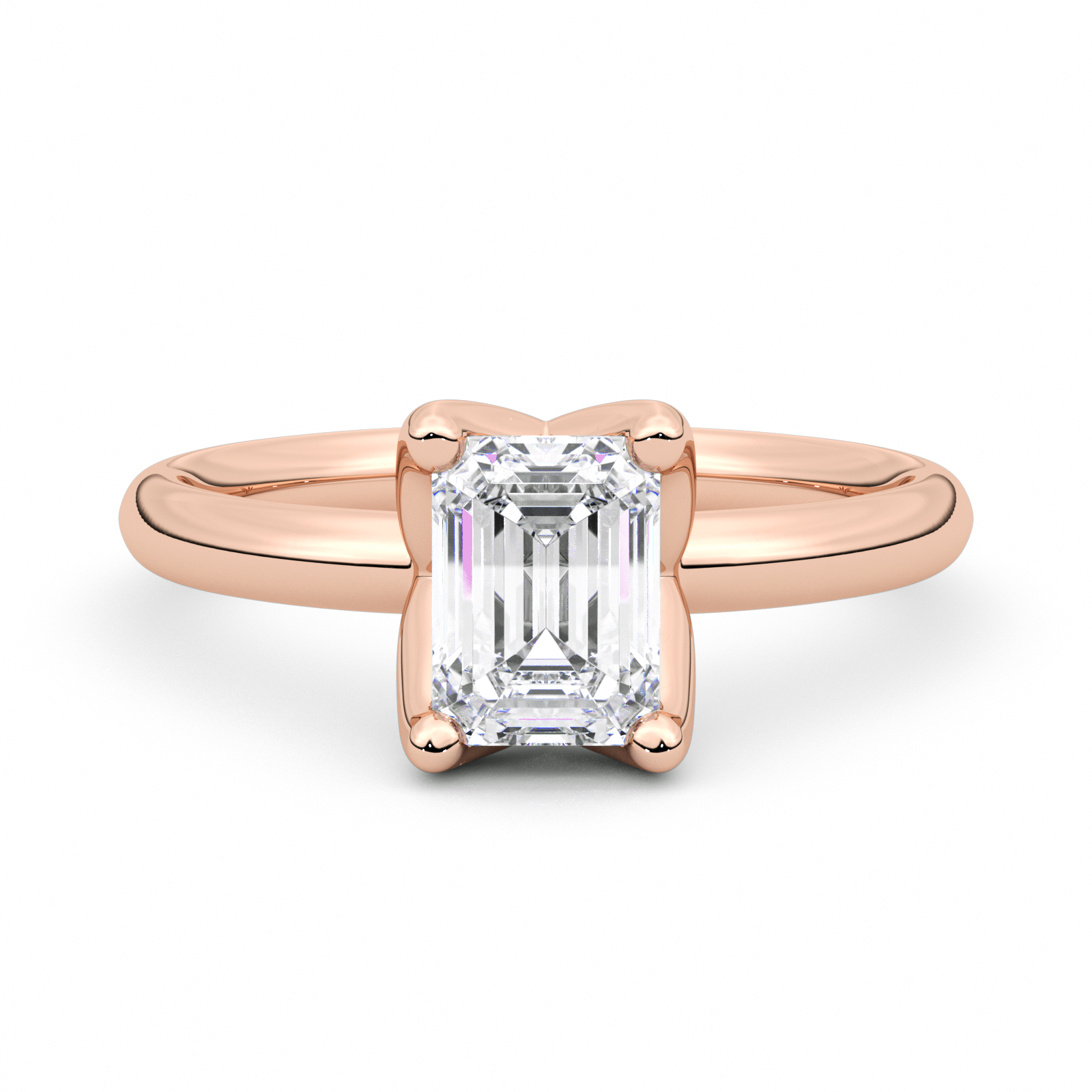 Diamond Ring 2 CT Emerald Shape - Solid Gold