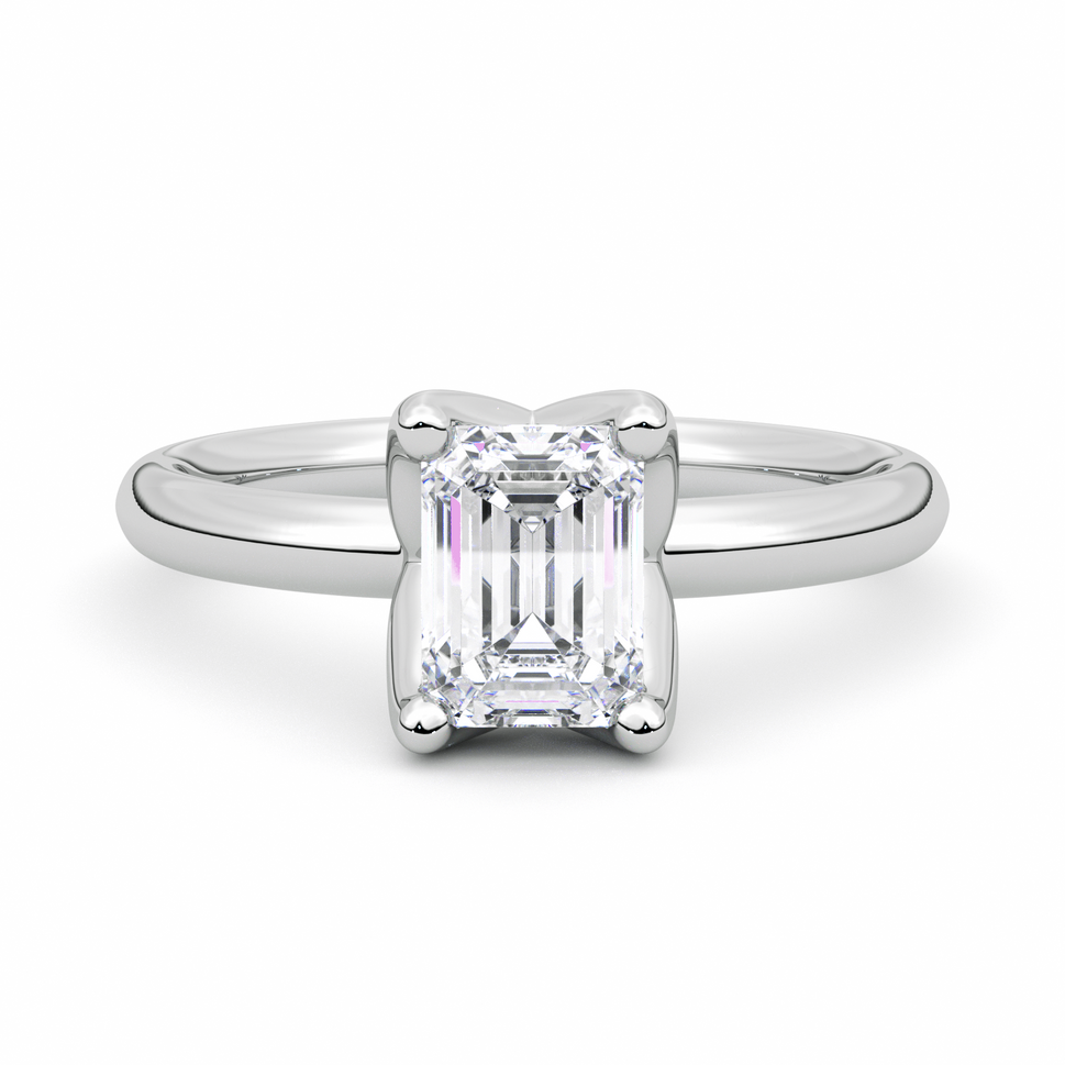 Diamond Ring 2 CT Emerald Shape - Solid Gold