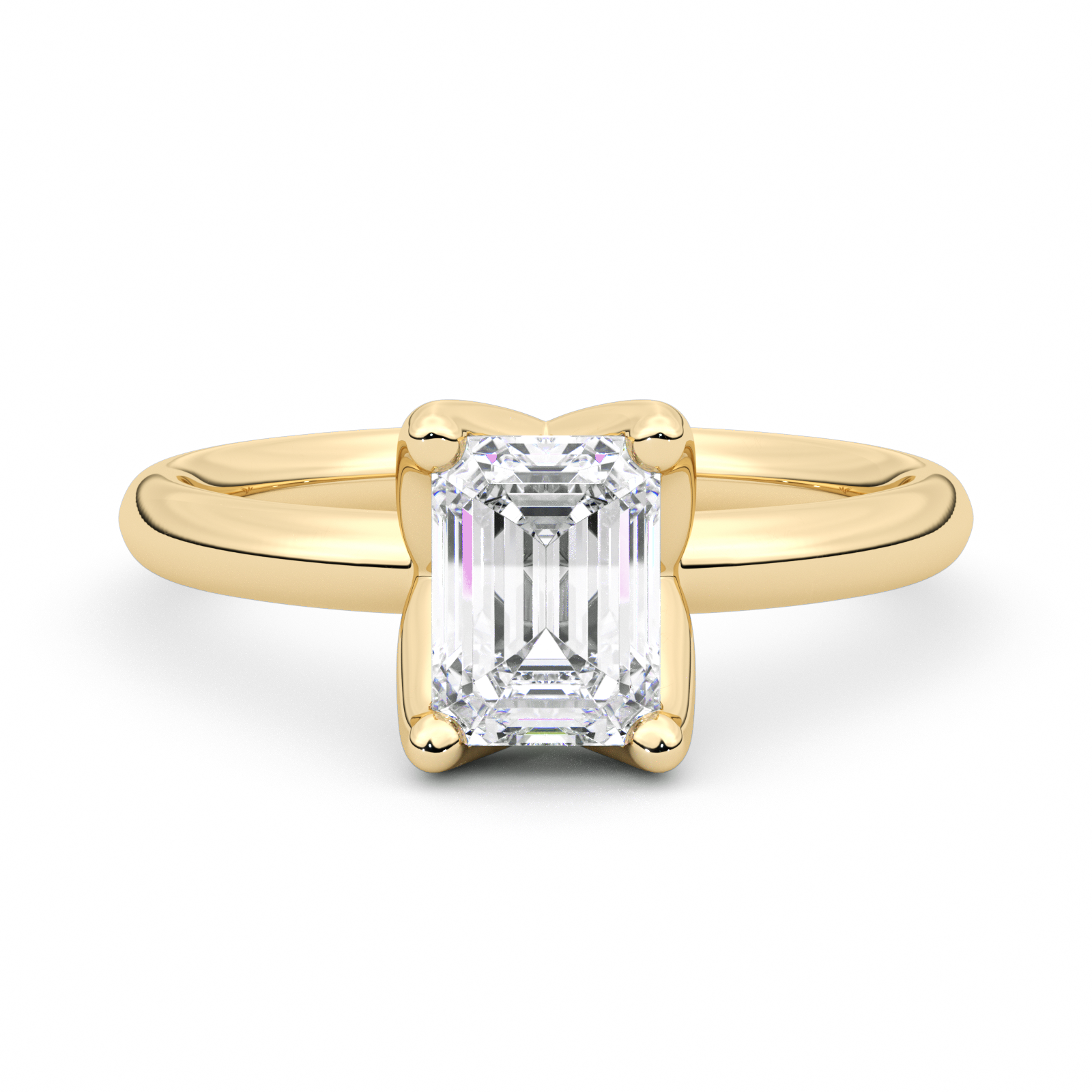 Diamond Ring 2 CT Emerald Shape - Solid Gold