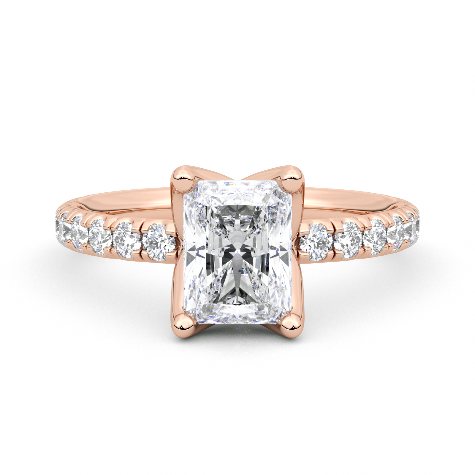 Diamond Ring 2.1 CT Radiant Shape - Solid Gold