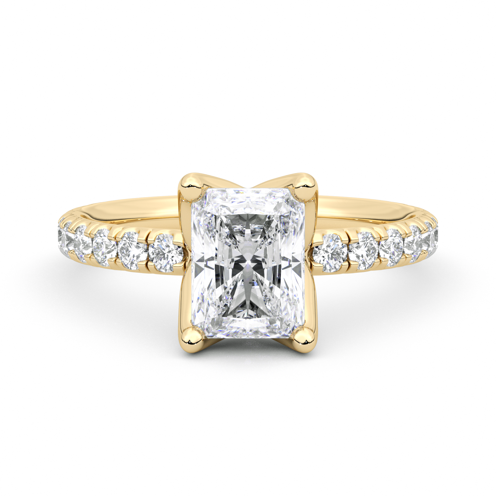 Diamond Ring 2.1 CT Radiant Shape - Solid Gold