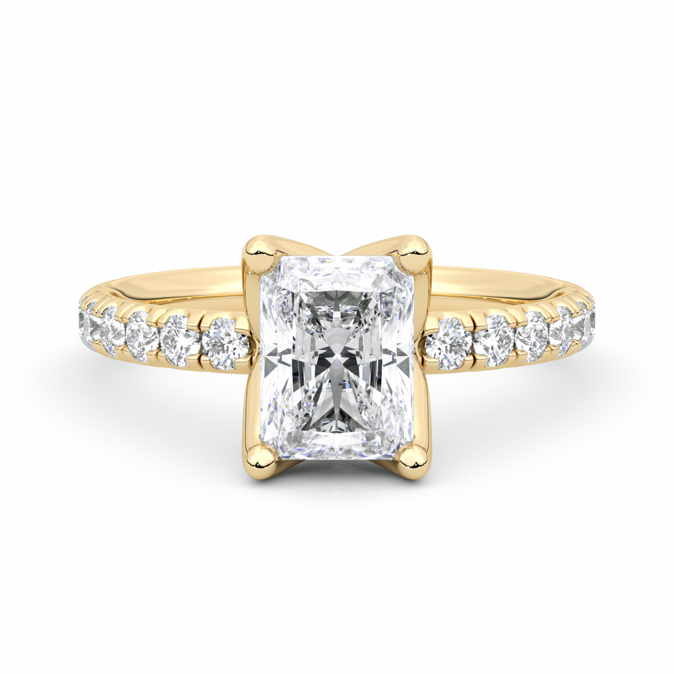 Diamond Ring 2.1 CT Radiant Shape - Solid Gold