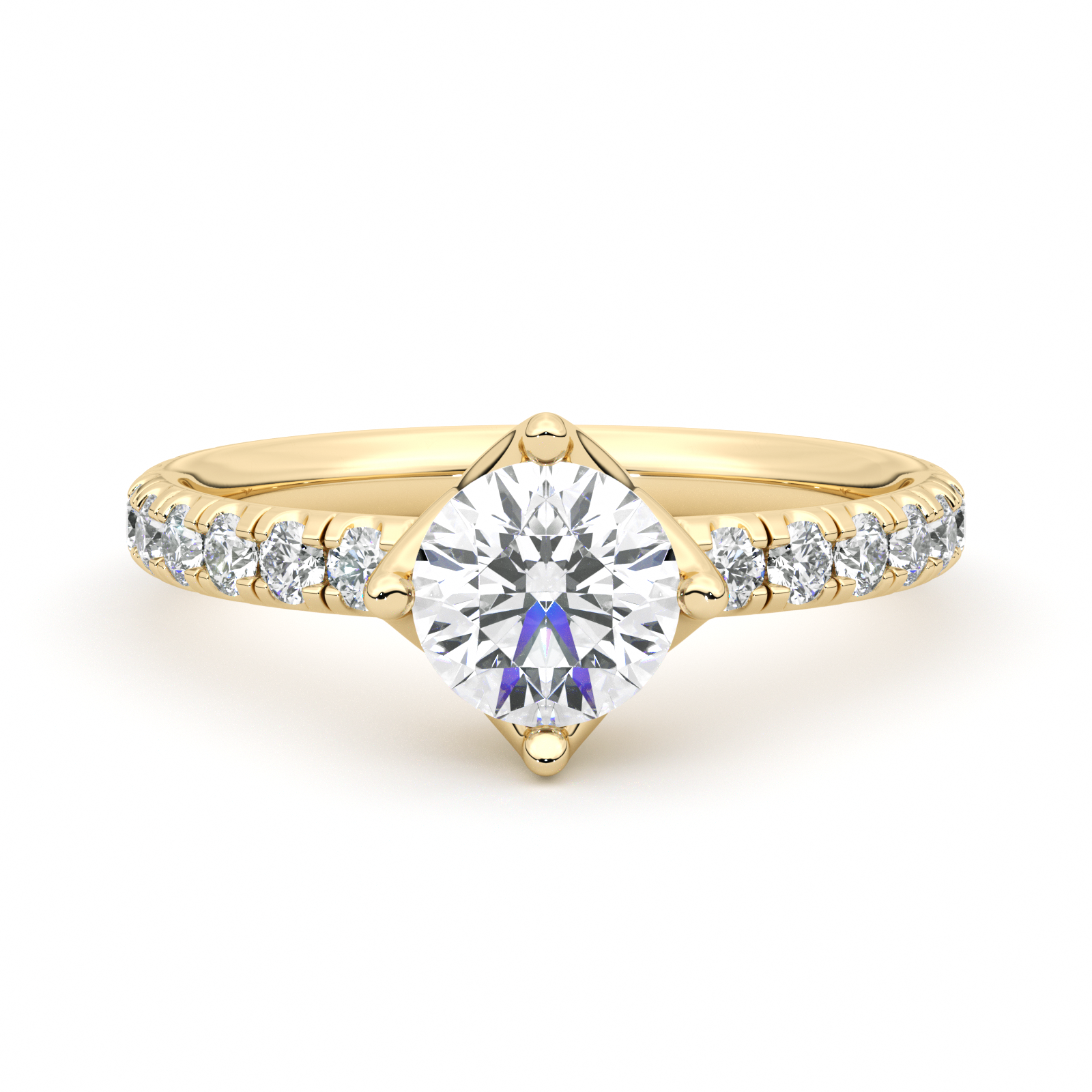 Diamond Ring 1.09 CT Round Shape - Solid Gold