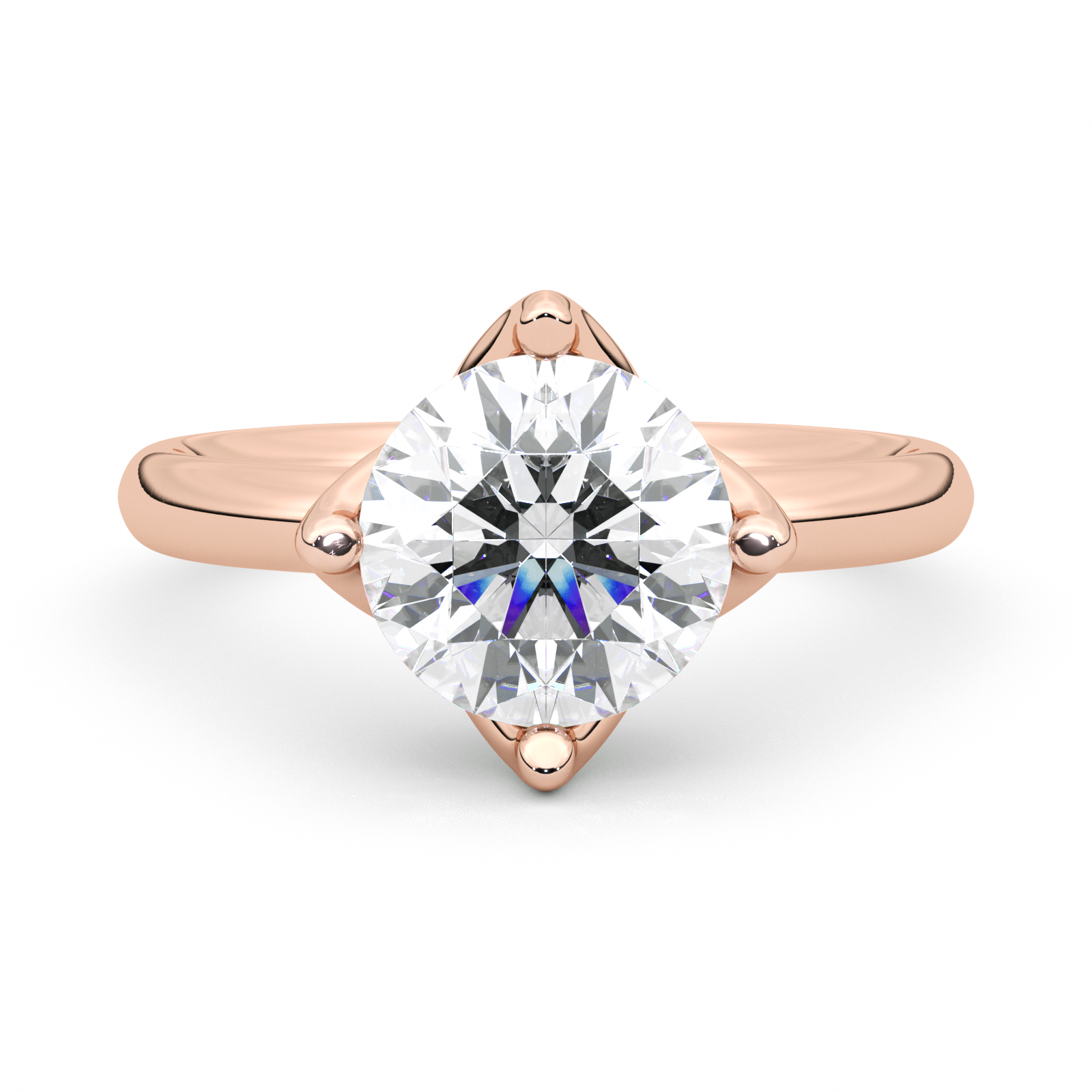 Diamond Ring 4 CT Round Shape - Solid Gold