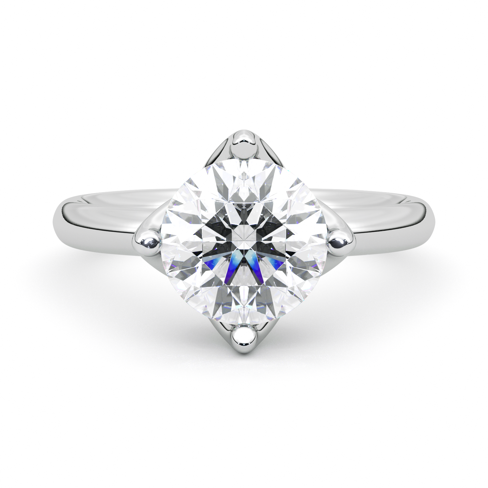 Diamond Ring 4 CT Round Shape - Solid Gold