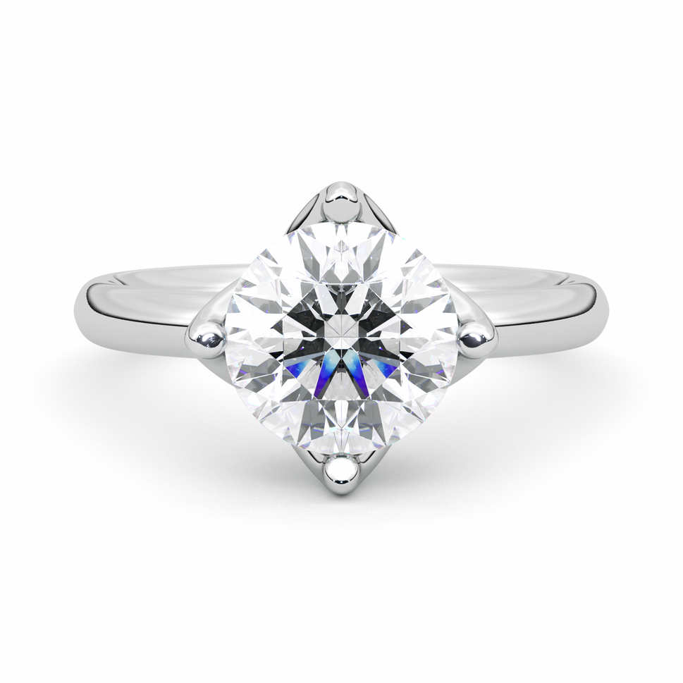 Diamond Ring 4 CT Round Shape - Solid Gold