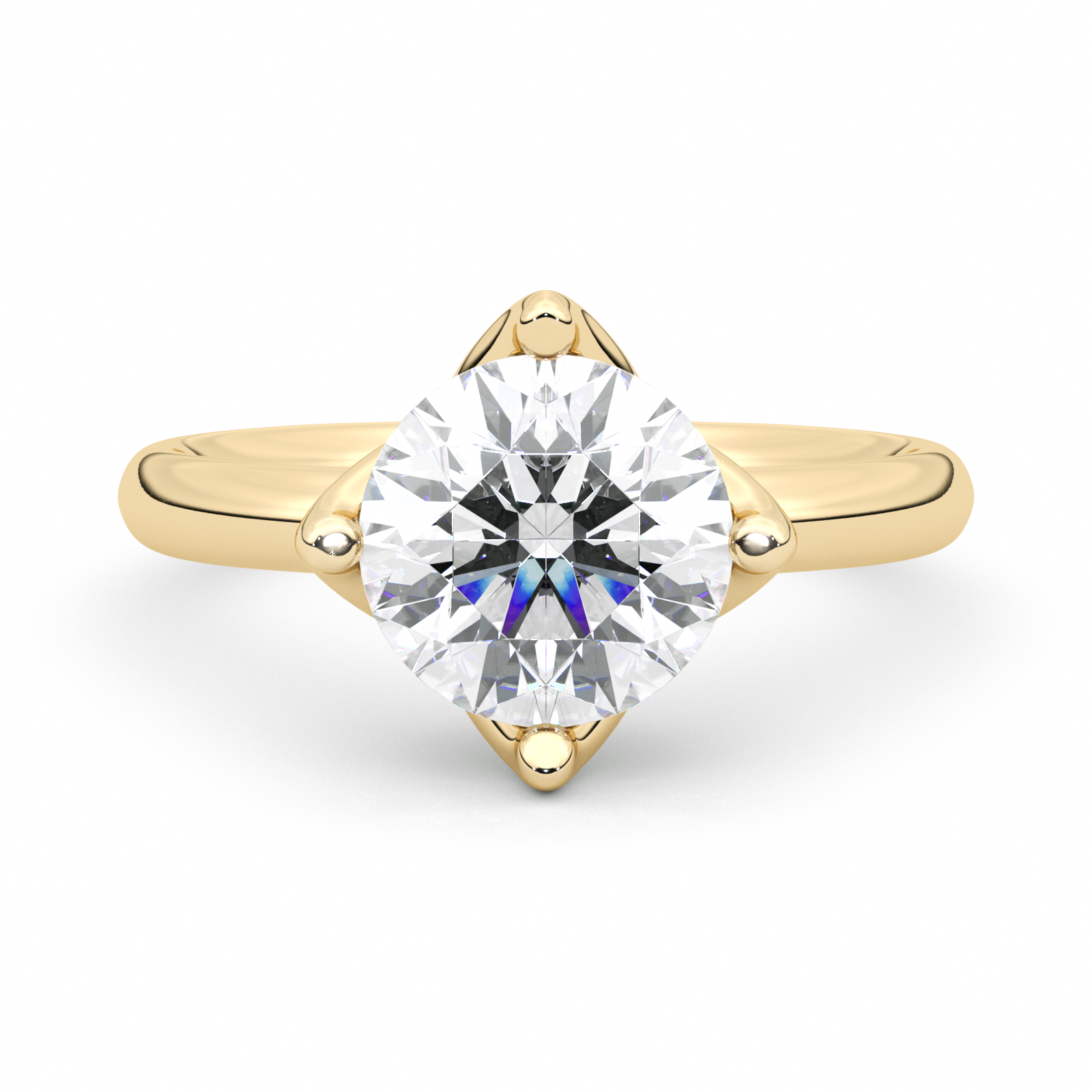 Diamond Ring 4 CT Round Shape - Solid Gold