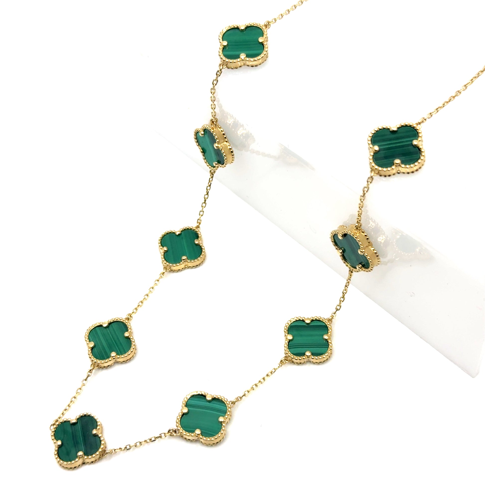 14K Solid Gold Clover Big Necklace