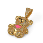 14K Gold Teddy Bear Pink Pendant