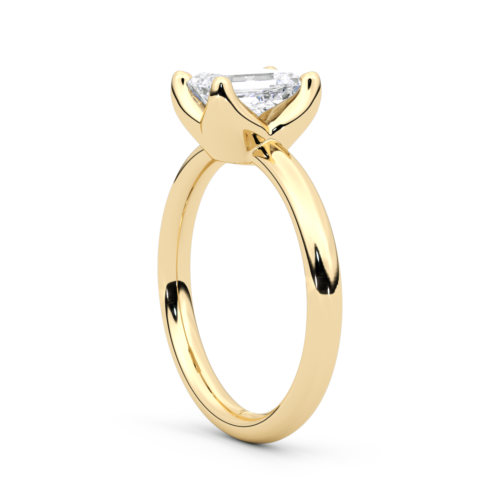 Diamond Ring 2 CT Emerald Shape - Solid Gold