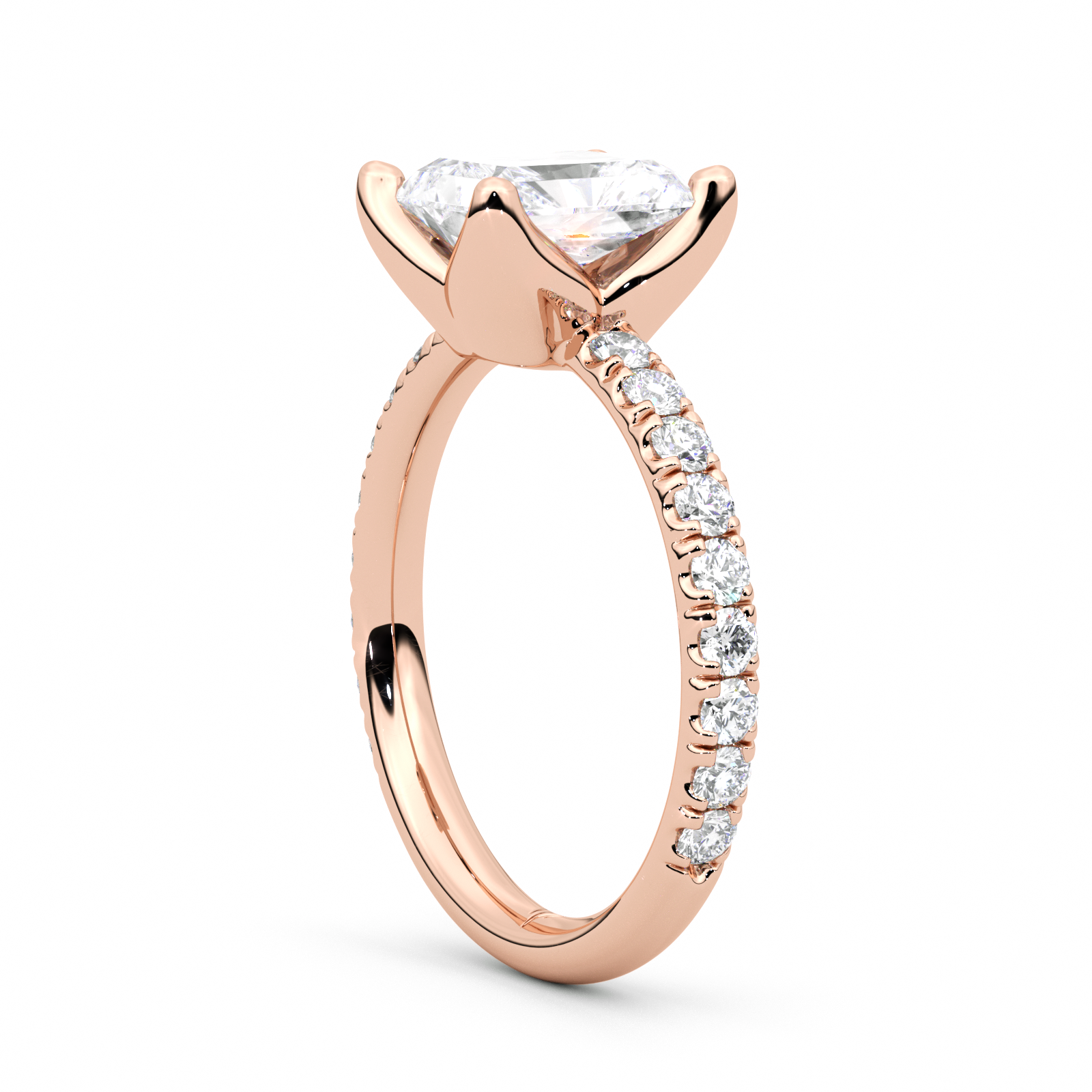 Diamond Ring 1.5 CT Radiant Shape - Solid Gold