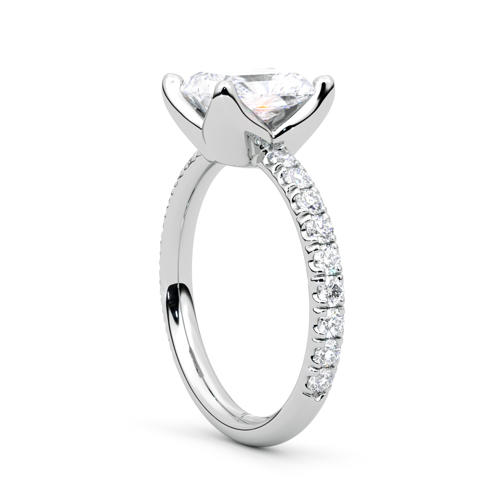 Diamond Ring 1.5 CT Radiant Shape - Solid Gold