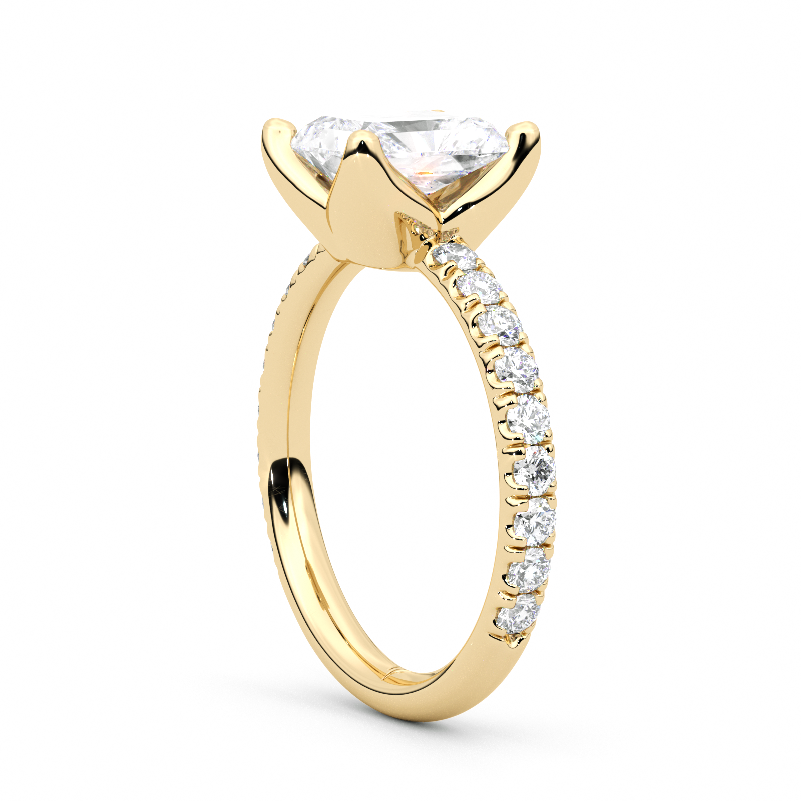 Diamond Ring 1.5 CT Radiant Shape - Solid Gold