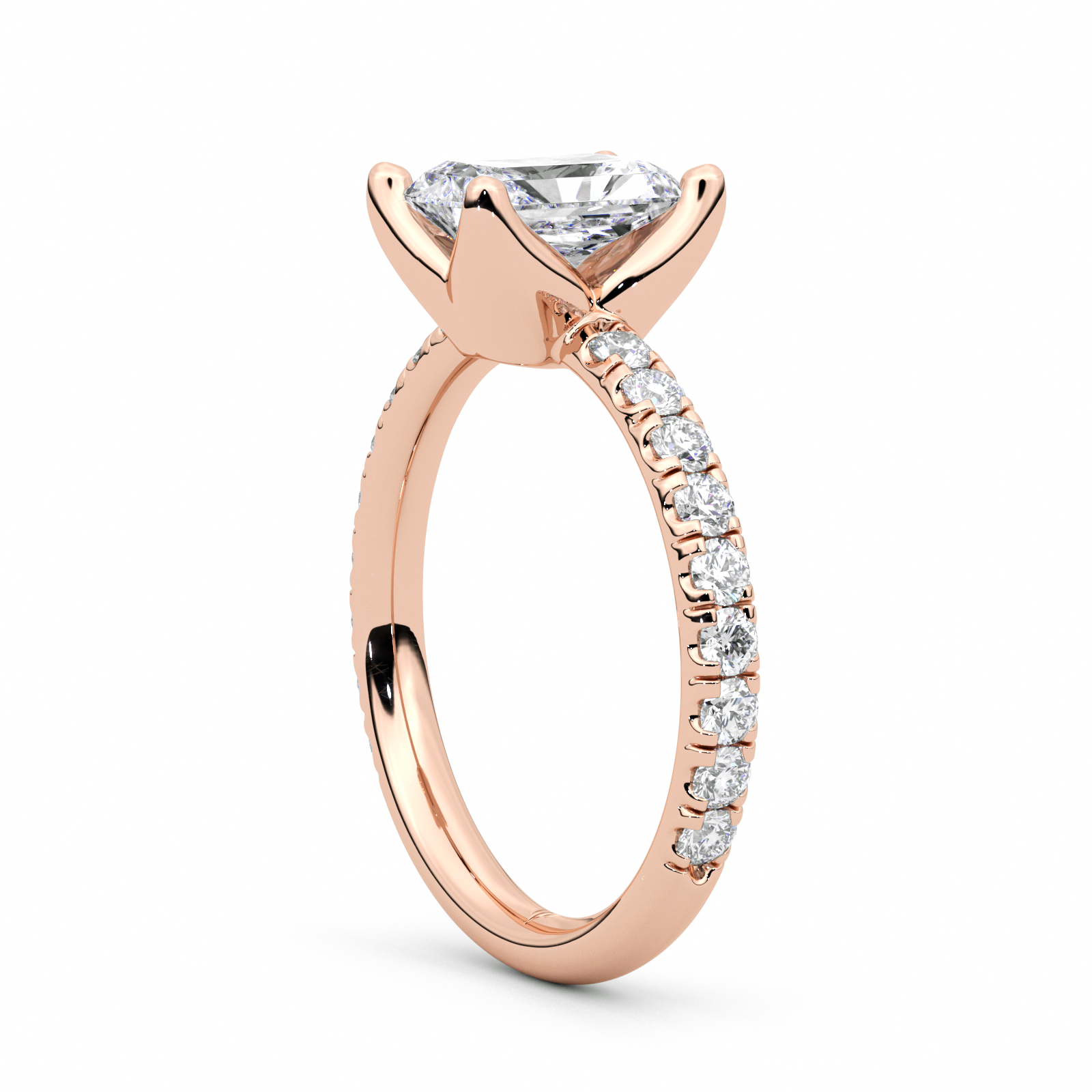 Diamond Ring 2.1 CT Radiant Shape - Solid Gold