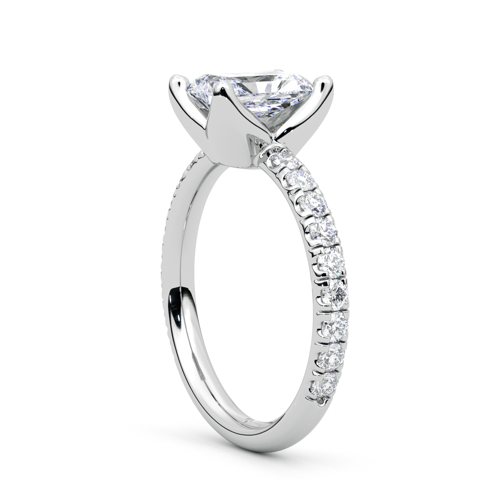 Diamond Ring 2.1 CT Radiant Shape - Solid Gold