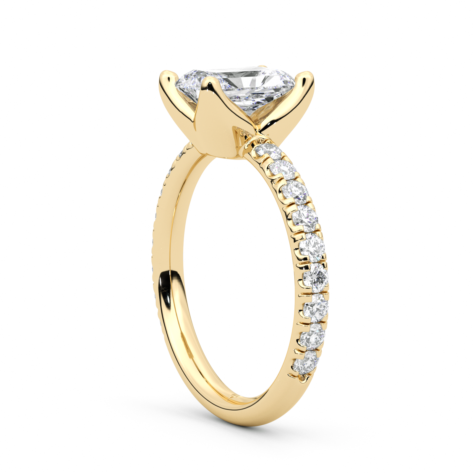 Diamond Ring 2.1 CT Radiant Shape - Solid Gold