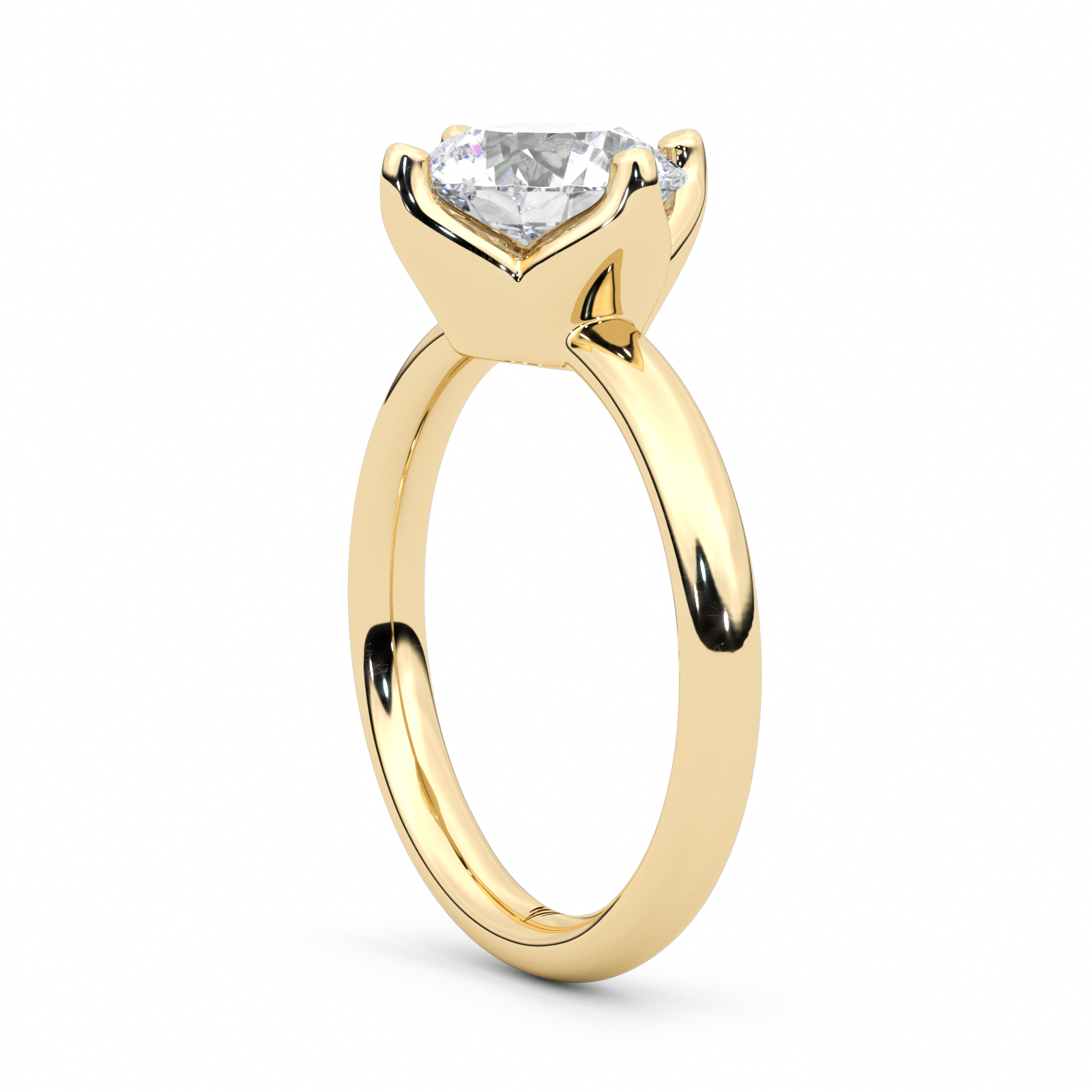 Diamond Ring 4 CT Round Shape - Solid Gold