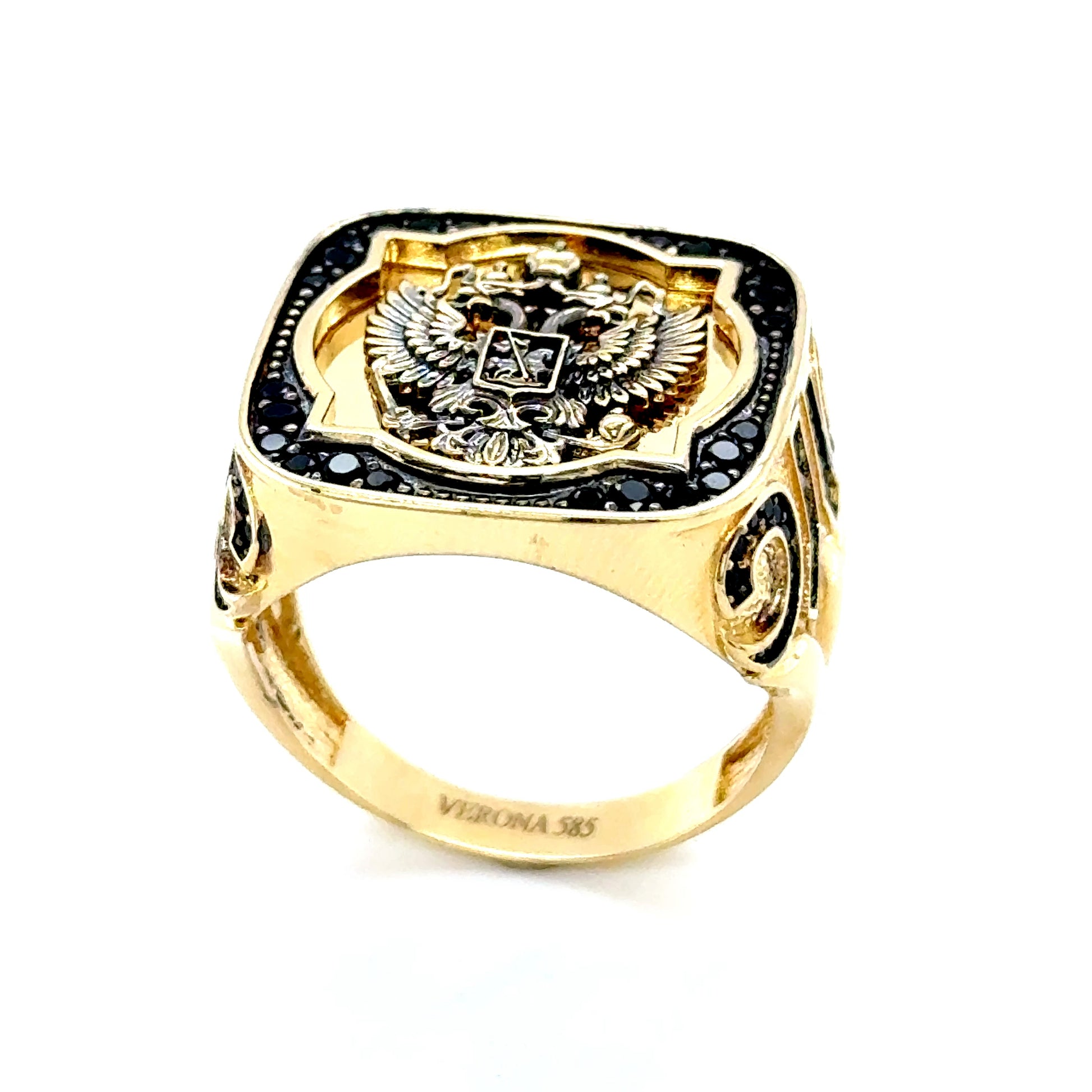 14K Solid Gold Double Eagle Ring