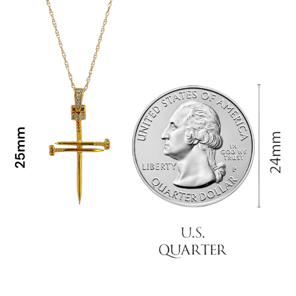 14K Gold Diamonds Cross Pendant Set