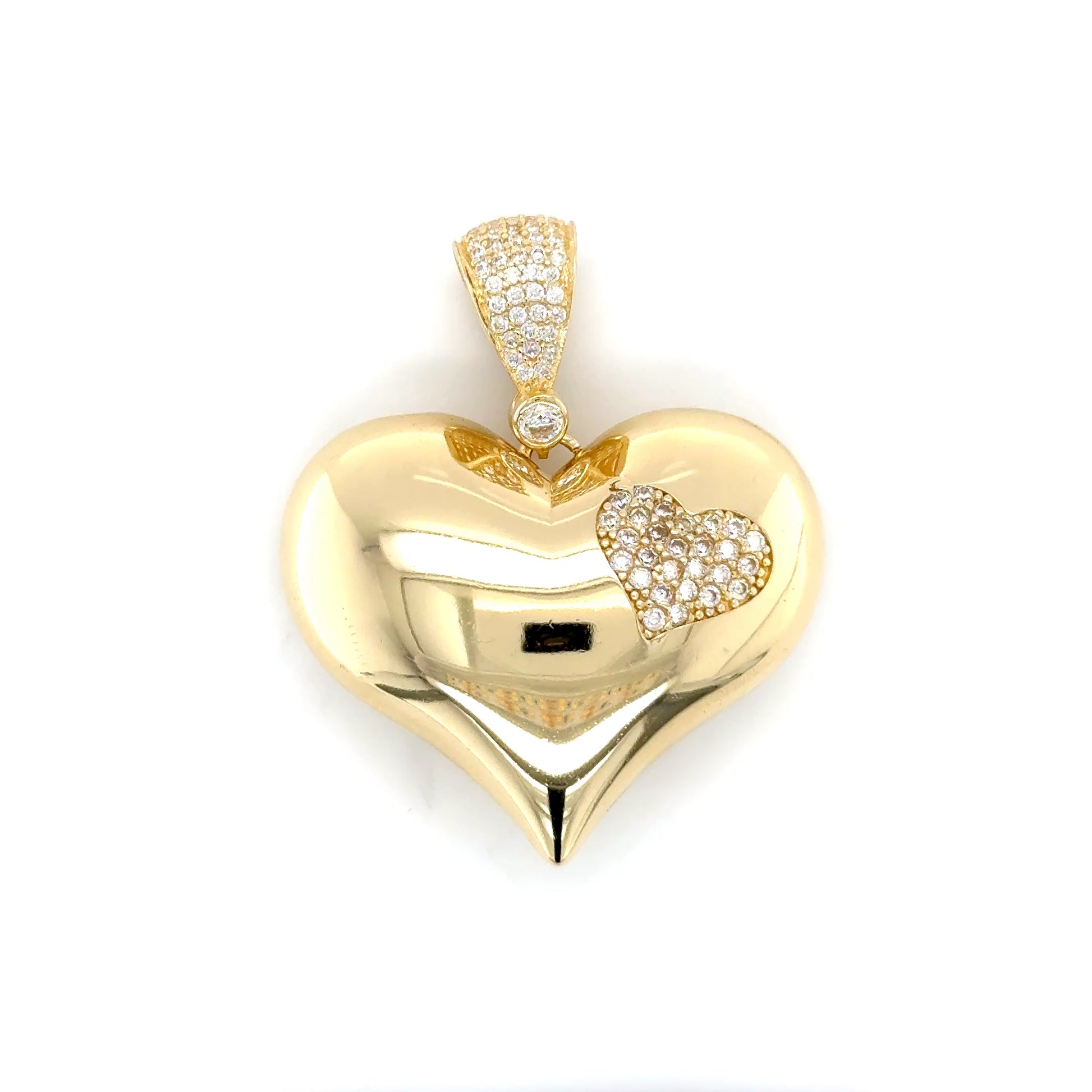 14K Gold Heart Puff M Pendant