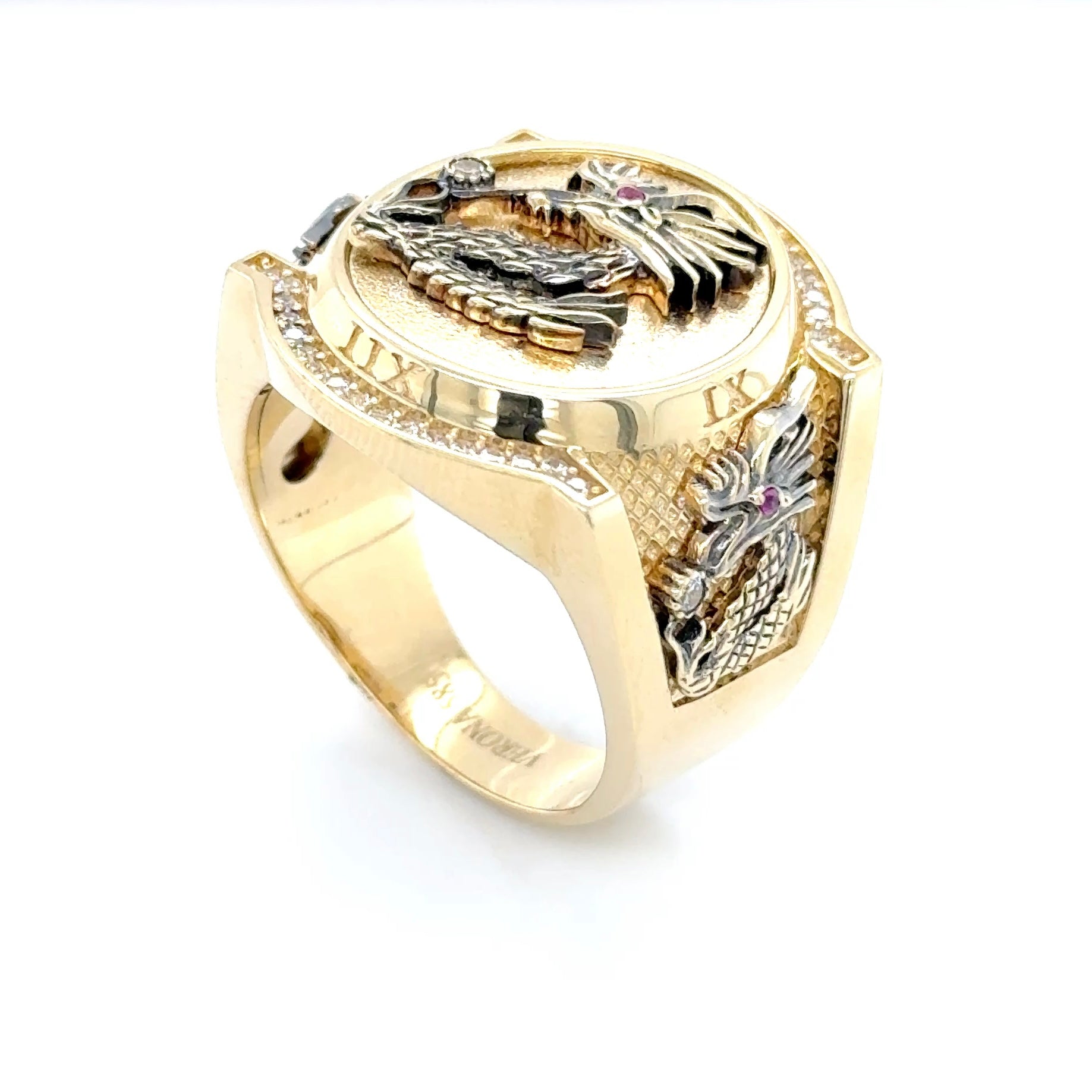 14K Solid Gold Ring Dragon