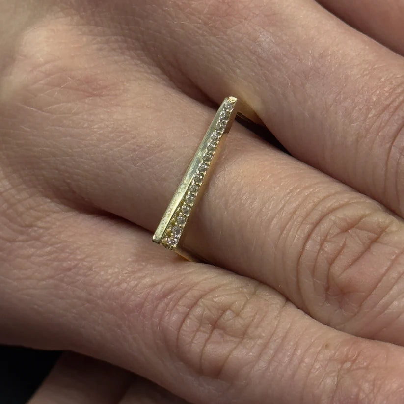 14K Gold Bar Ring