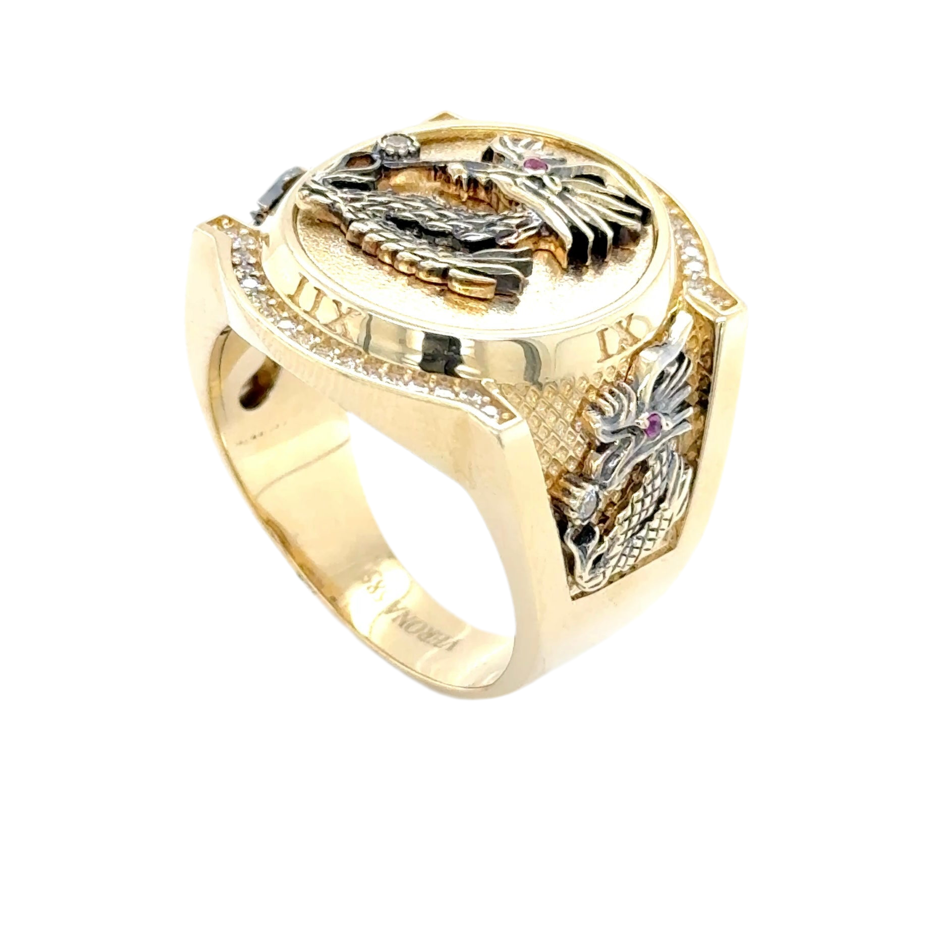 14K Solid Gold Ring Dragon