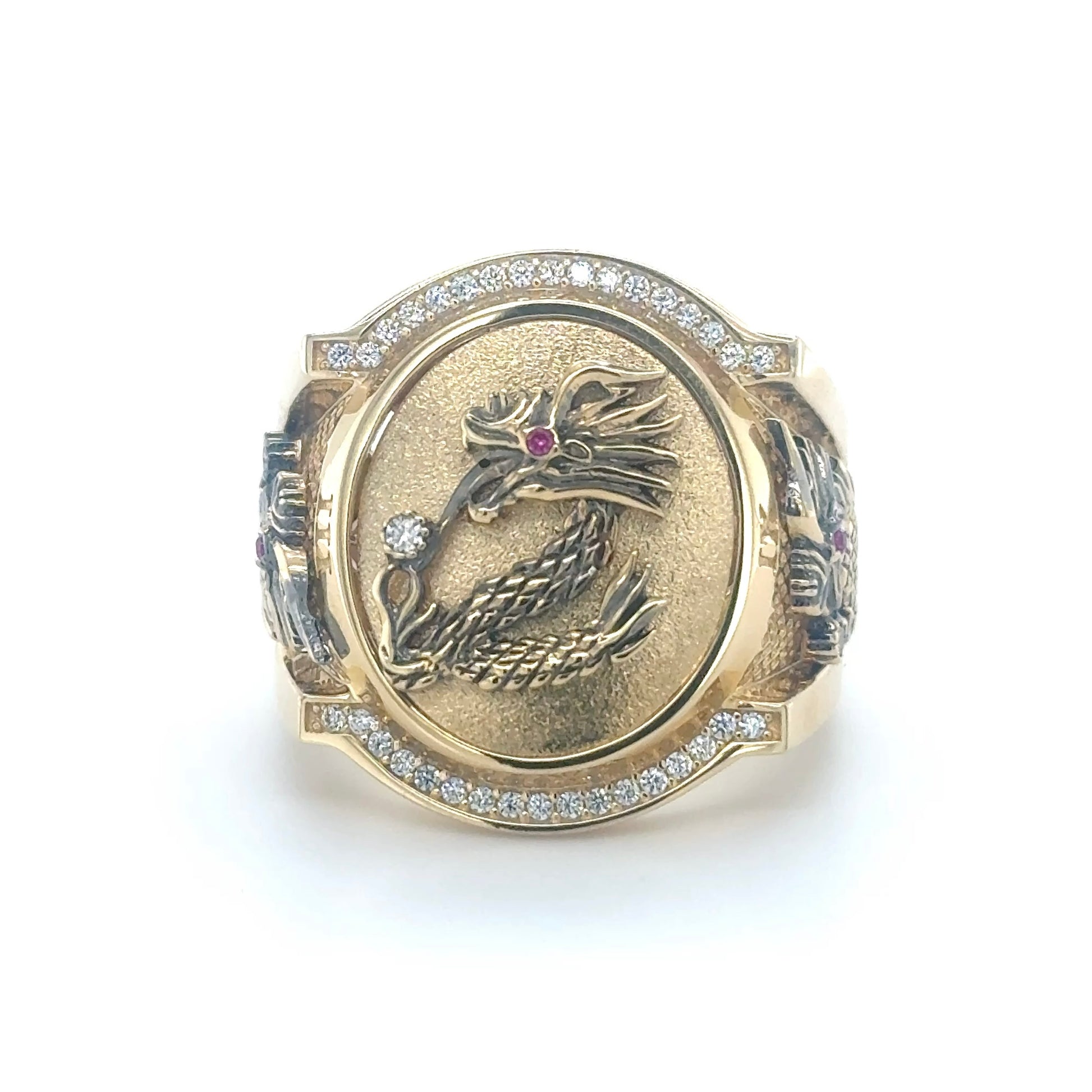 14K Solid Gold Ring Dragon