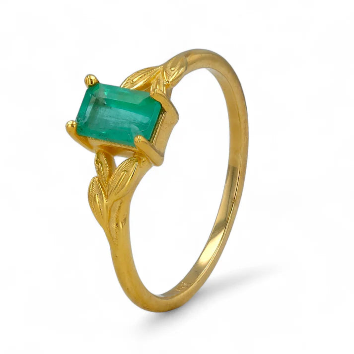 10K Gold Emerald Petal Ring