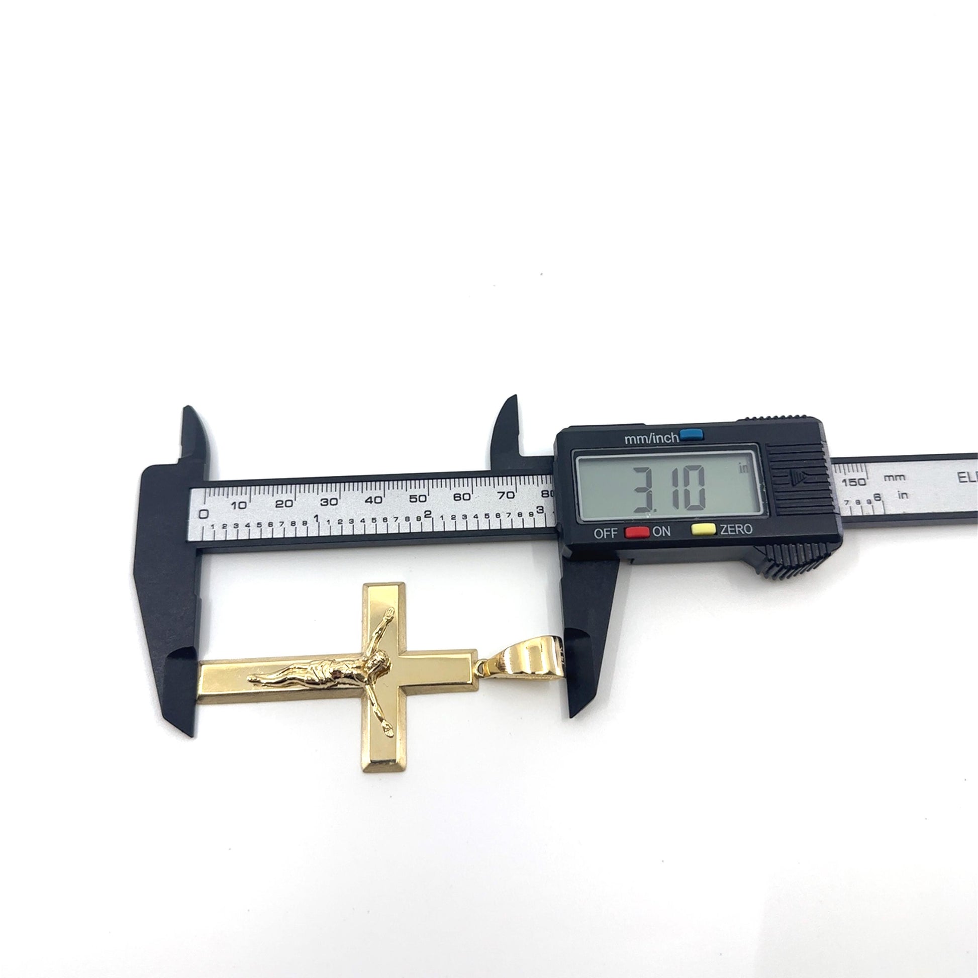 14K Gold Cross Crist Shining Pendant