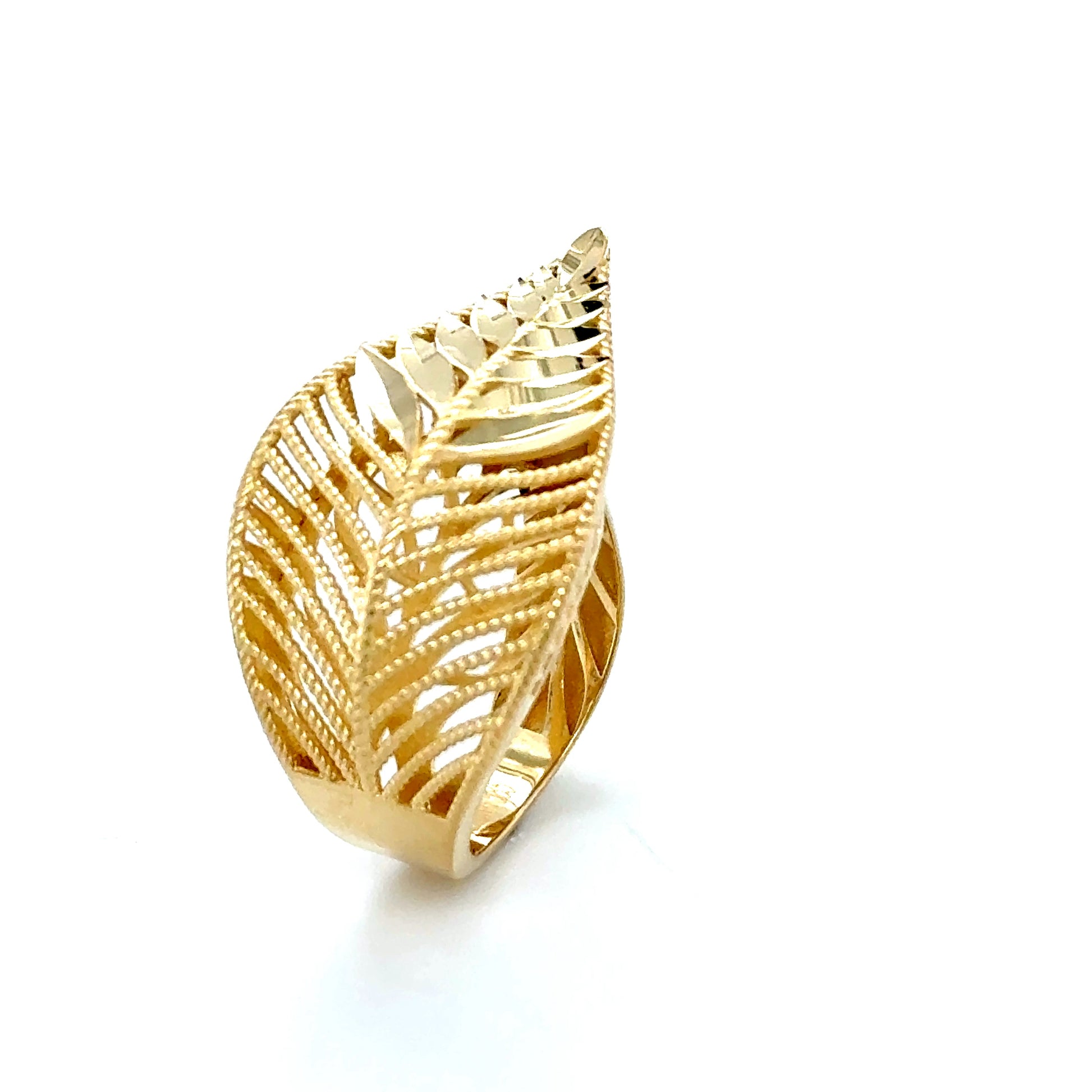 14K Yellow Gold Leaves Ring