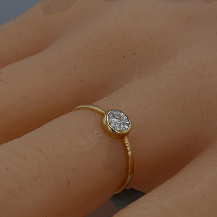 14K Gold Natural Diamonds Solitaire Ring