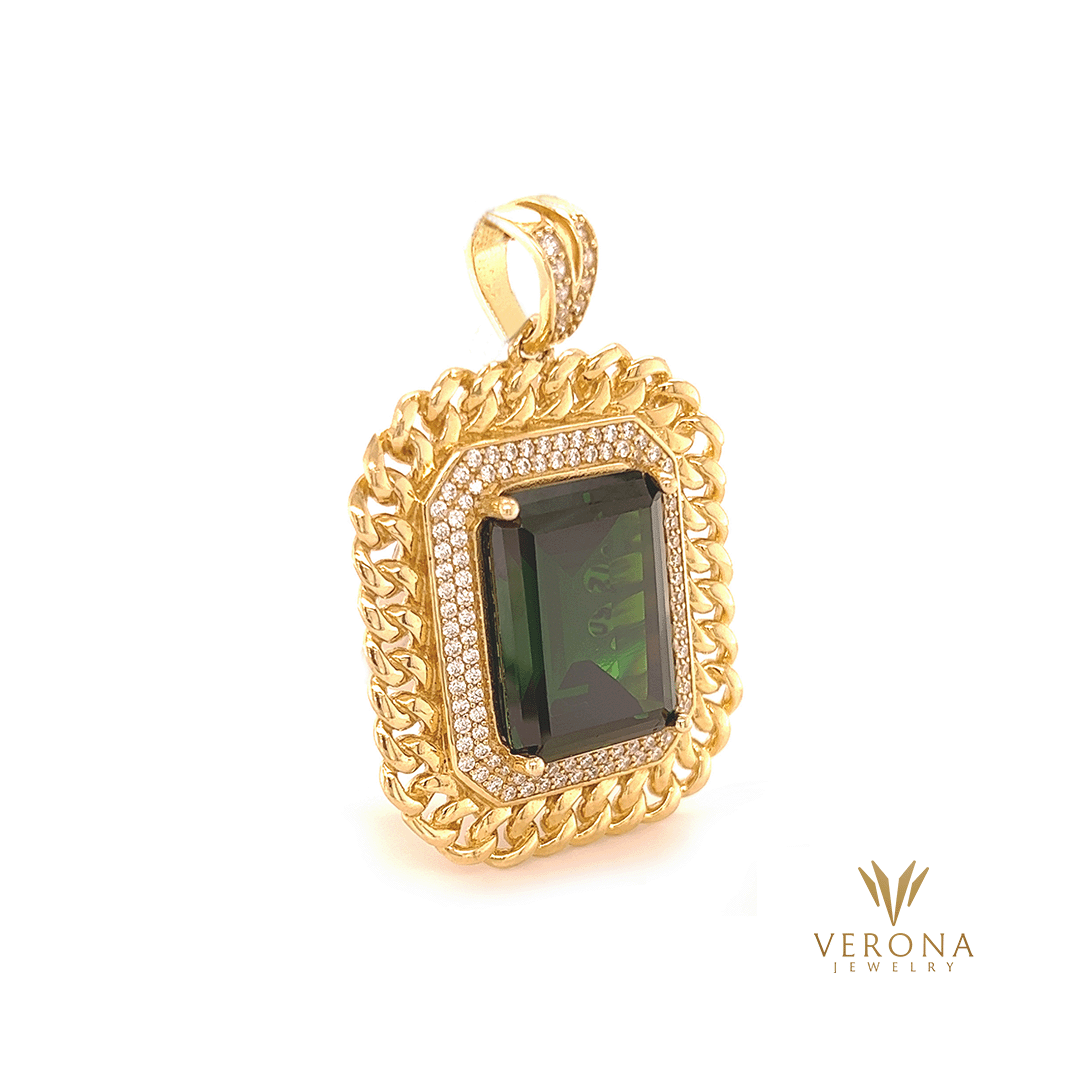 10Kt Gold Green Stone Pendant