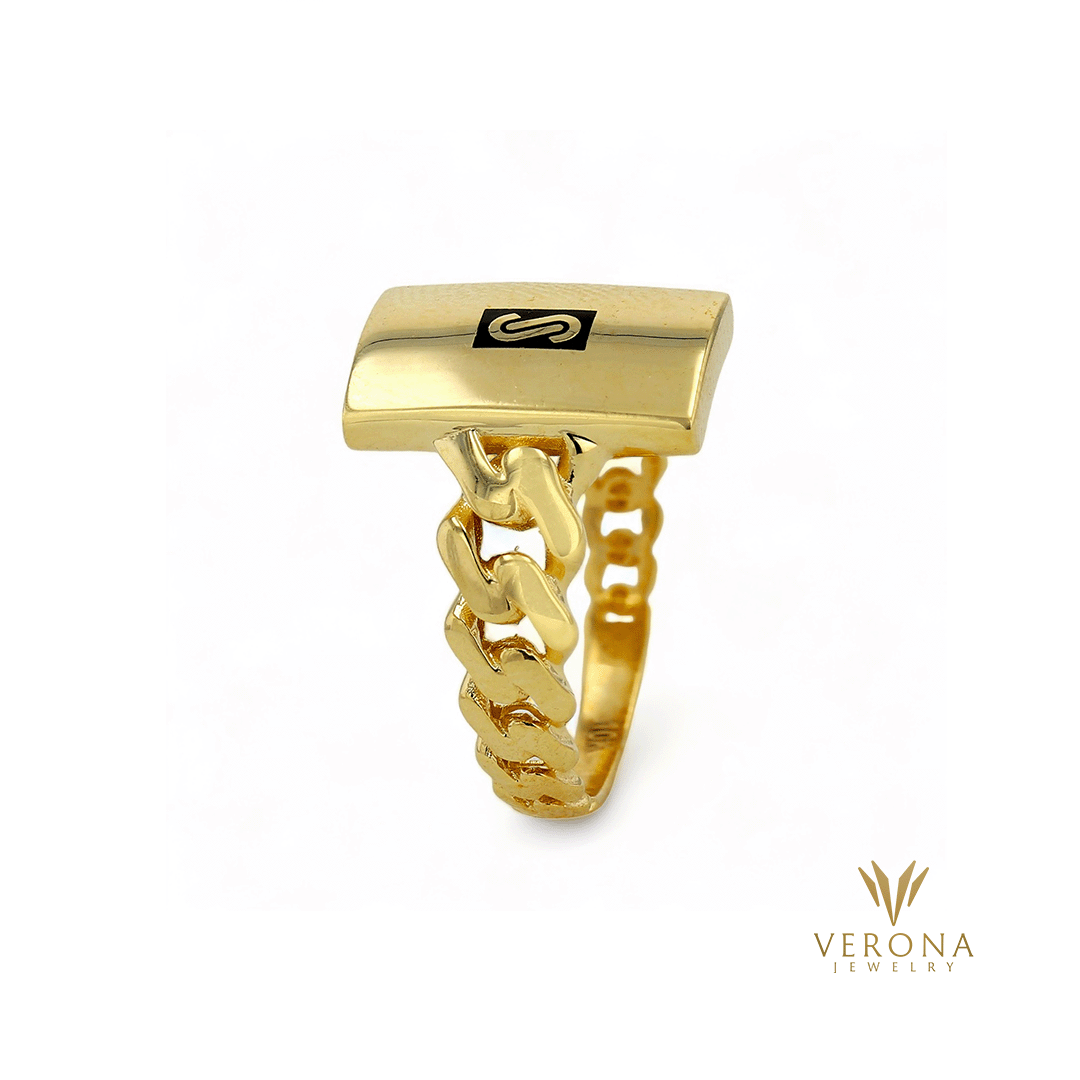 10Kt Yellow Gold Monaco Ring Plain and CZ Stones