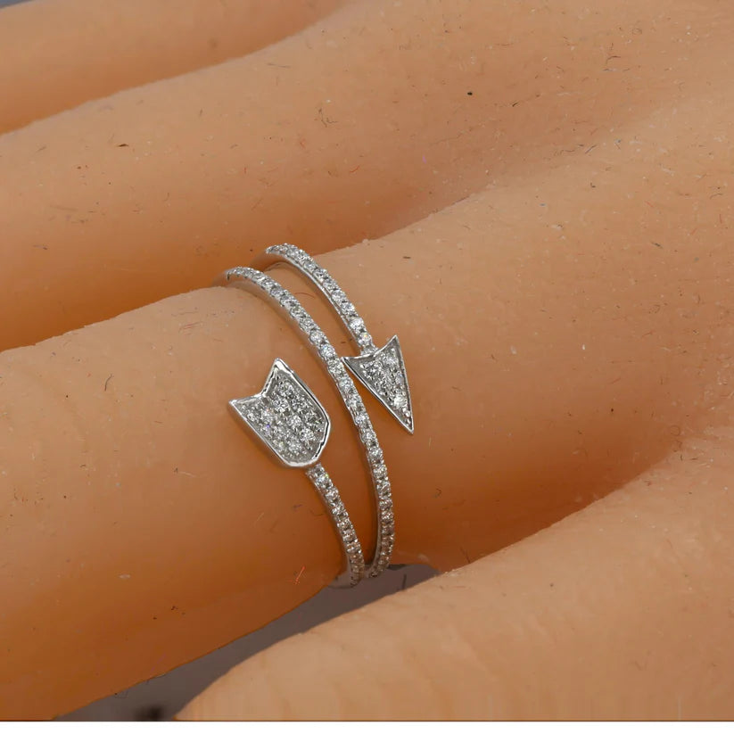 14K White Gold Arrow Natural Diamonds Ring