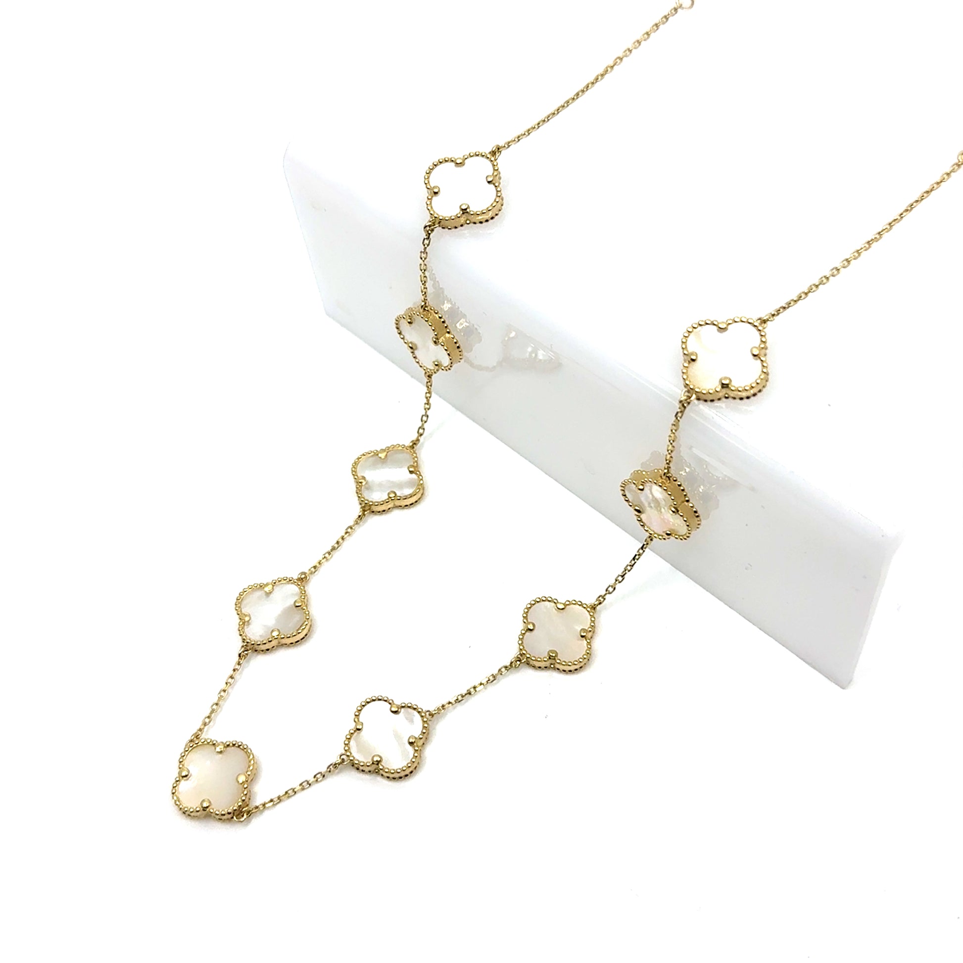 14K Solid Gold Clover Big Necklace