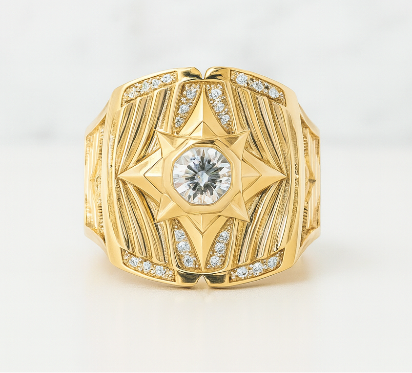 14K Solid Gold Ring Star