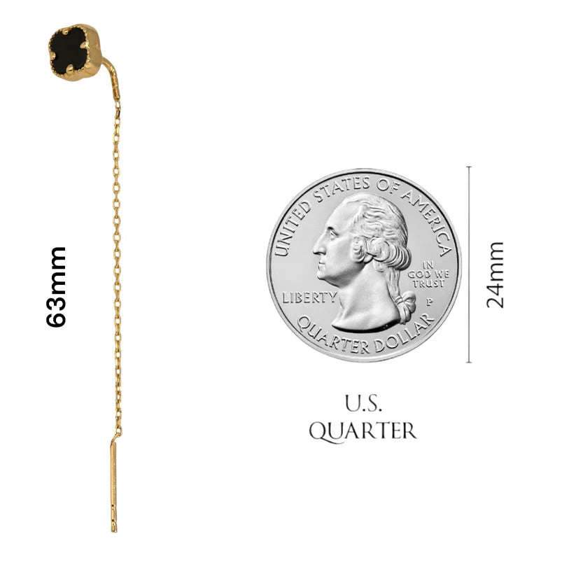 14K Gold Onyx Clover Dangling earrings