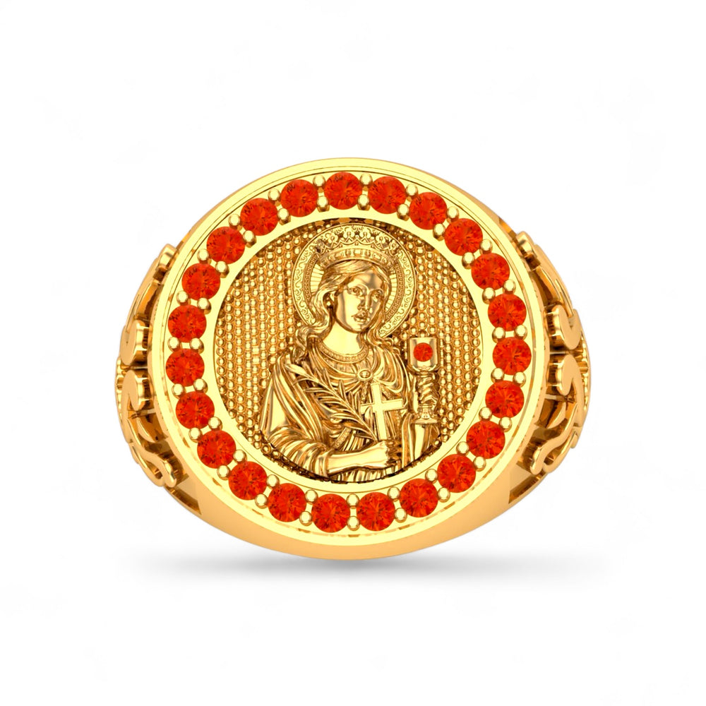 14K Gold Solid Santa Barbara and Ruby’s Ring