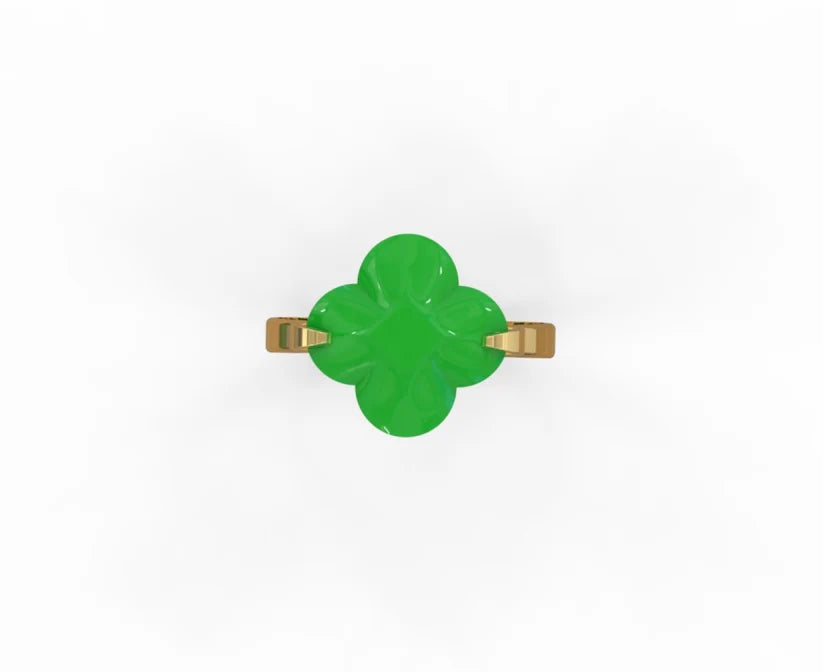 14K Gold Green Clover Ring