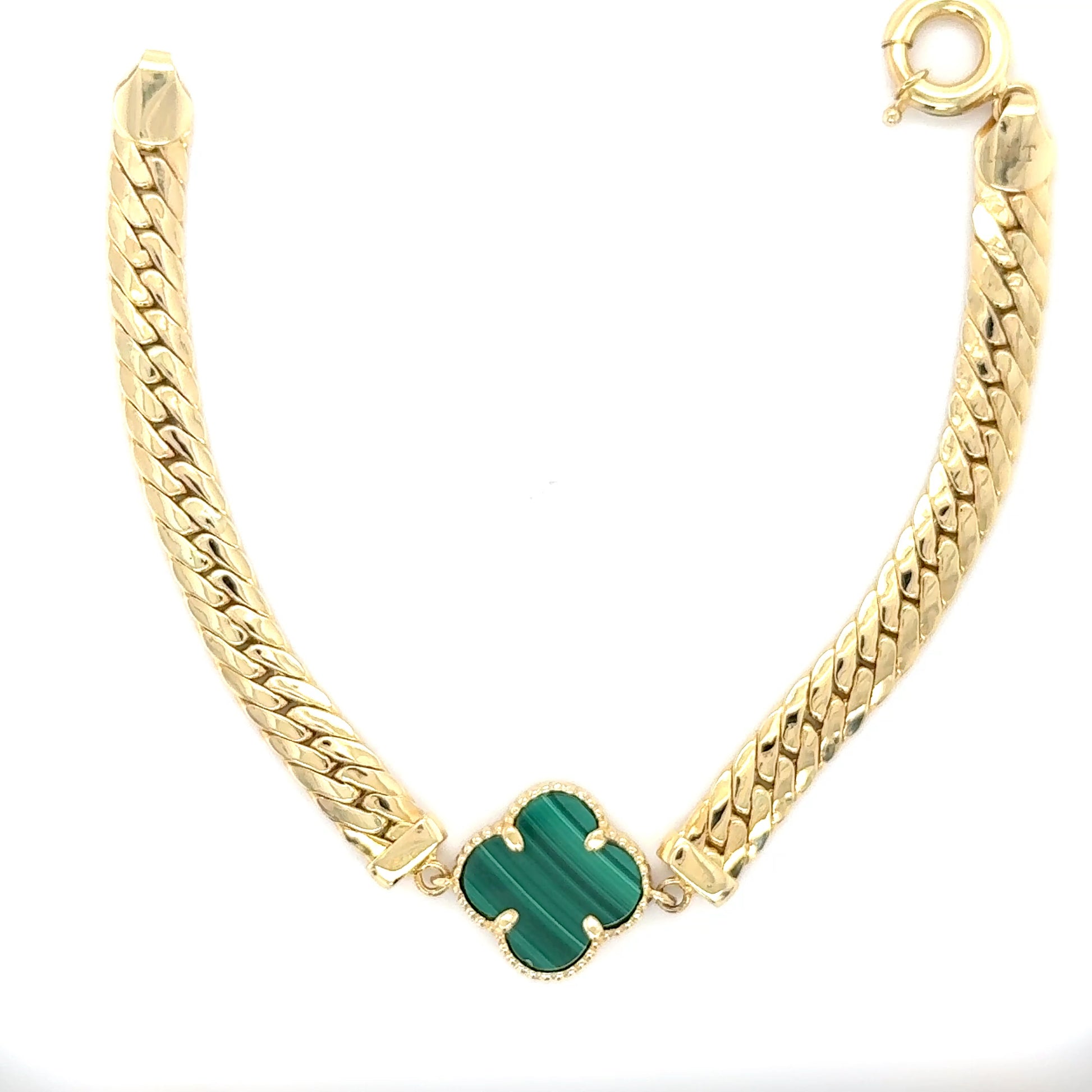14K Gold Clover Tight Cuban Bracelet