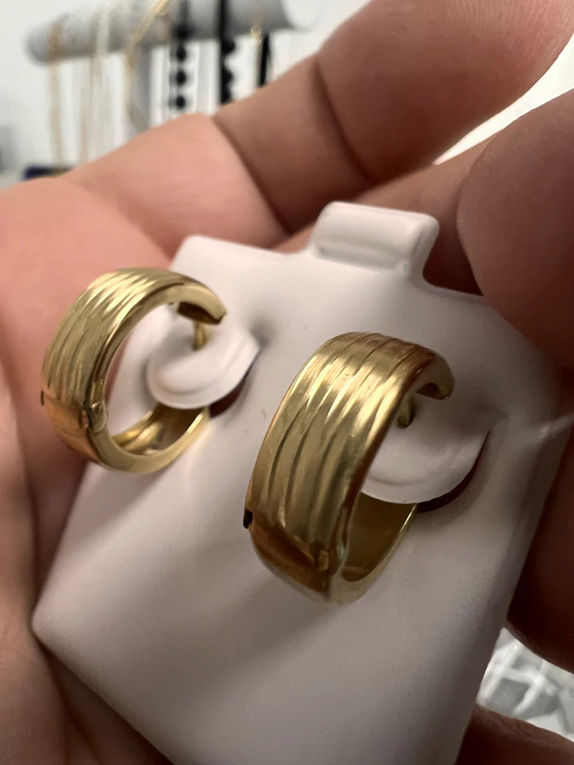 14K Gold Texture Hoops