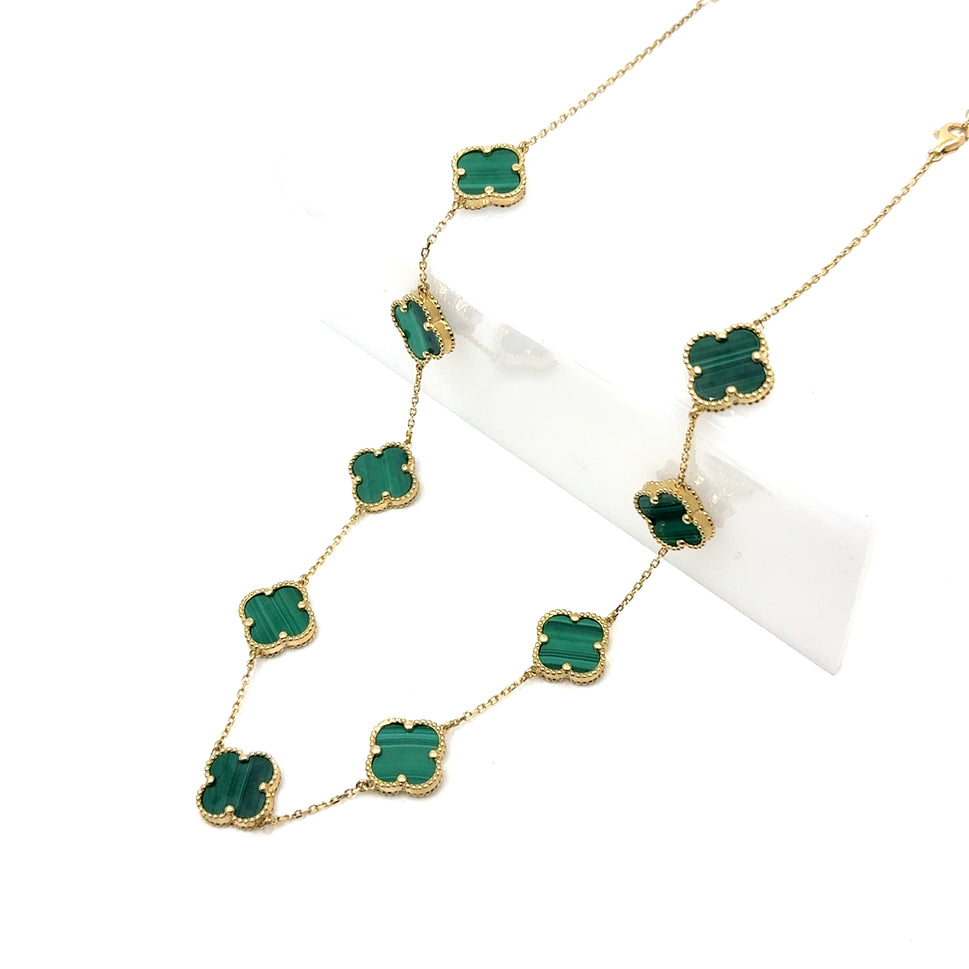 14K Solid Gold Clover Big Necklace