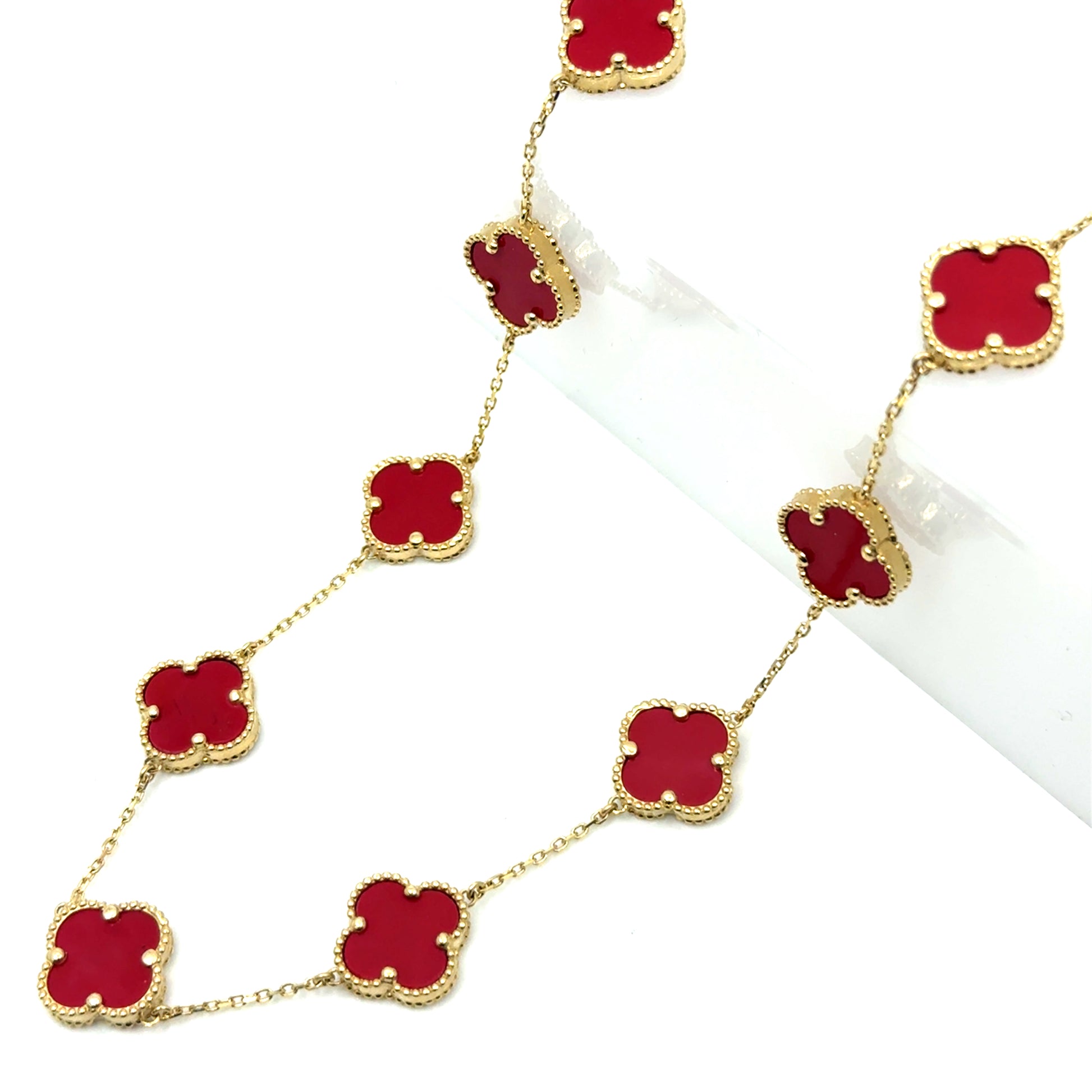 14K Solid Gold Clover Big Necklace