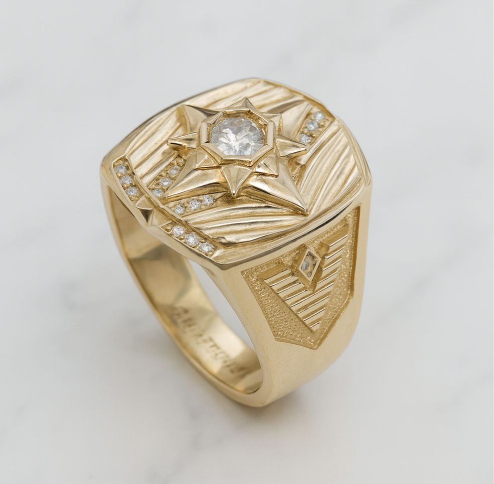 14K Solid Gold Ring Star