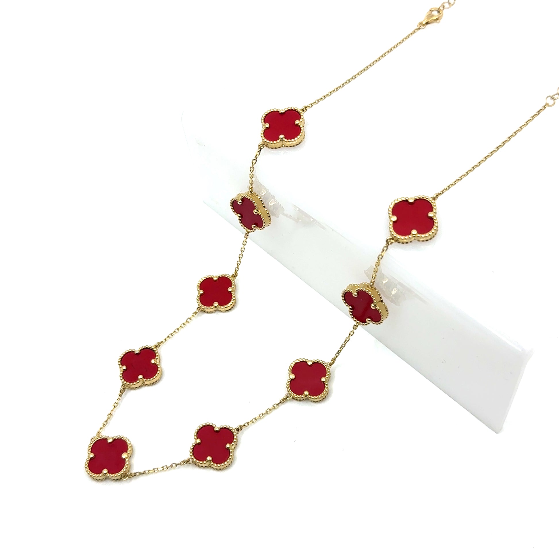 14K Solid Gold Clover Big Necklace