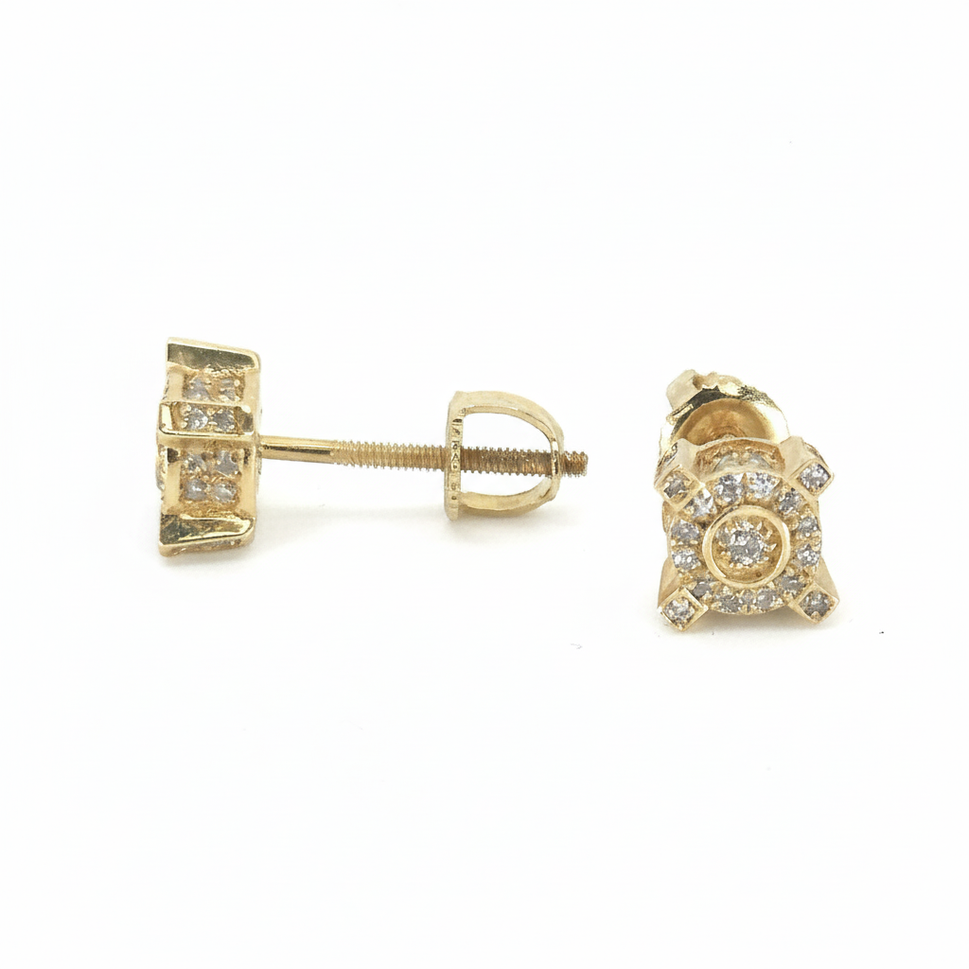 14K Yellow Gold Diamond Stud Earrings