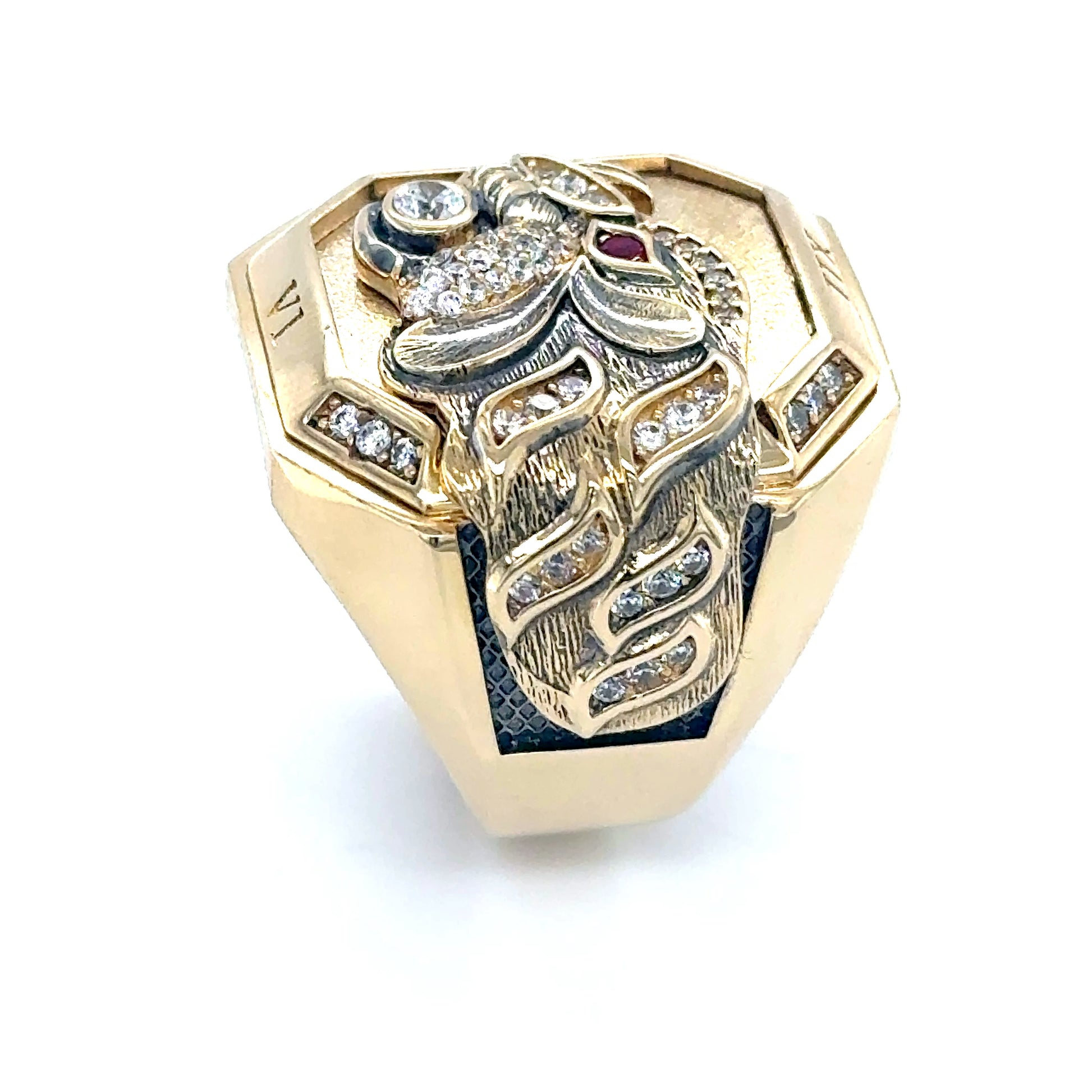 14K Solid Gold Tiger Ring
