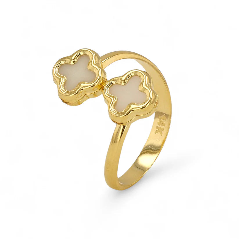14K Gold Two Clover  Ring